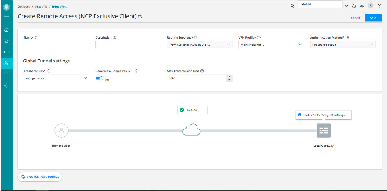 Create Remote Access NCP Exclusive Client