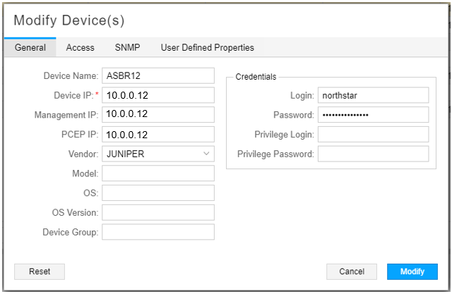 Modify Device Window