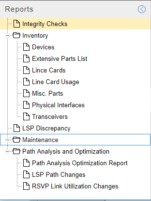 Reports List Available from Applications > Reports