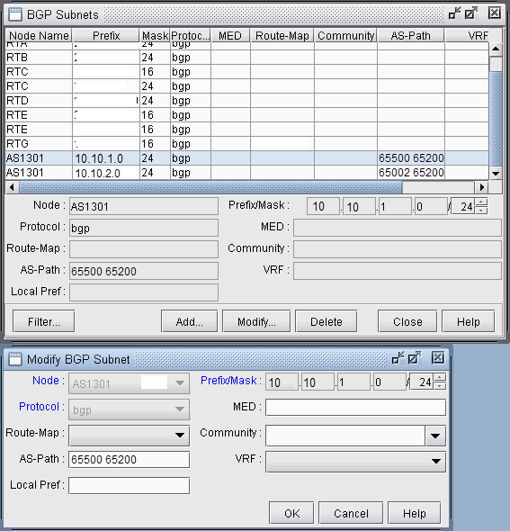 Modifying a BGP Subnet