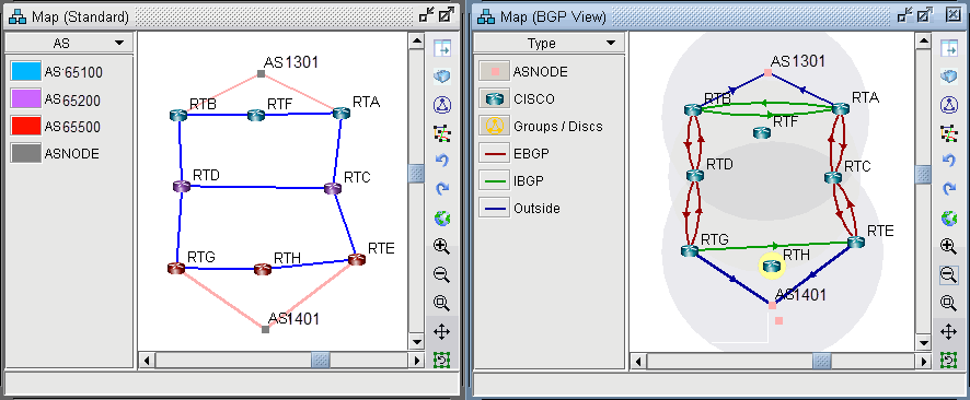 Main View and BGP View of the network