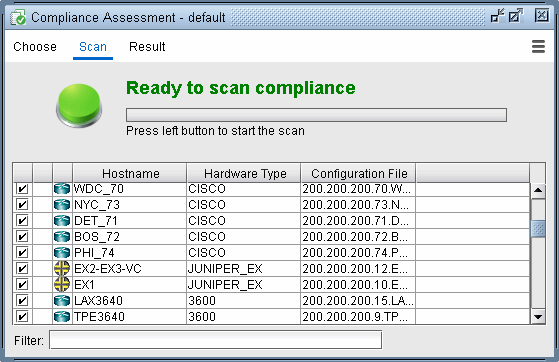 Compliance Assessment Scan screen