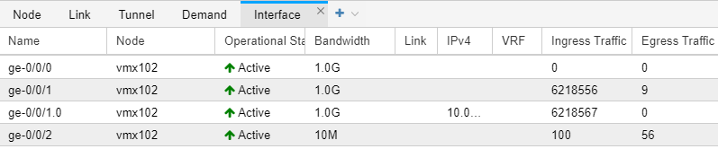 Interface Tab Showing Ingress and Egress Traffic Columns