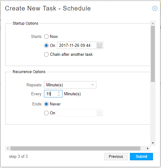 Link Latency Collection Task, Scheduling