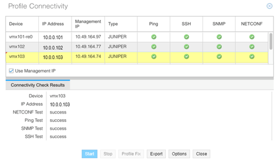 Connectivity Test Results