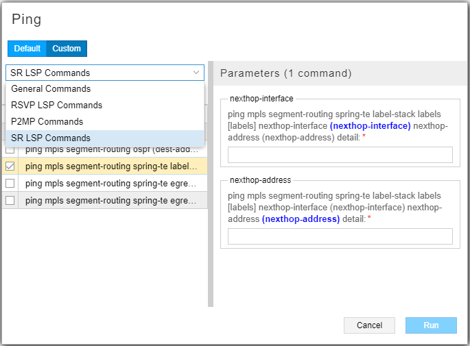 Ping Setup Window - Custom Tab