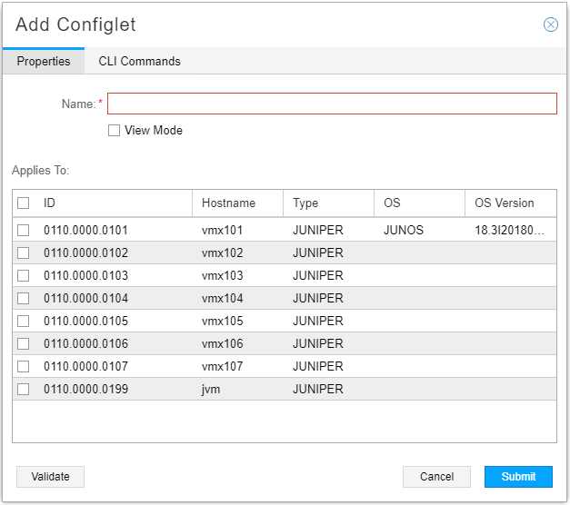 Add Configlet Window