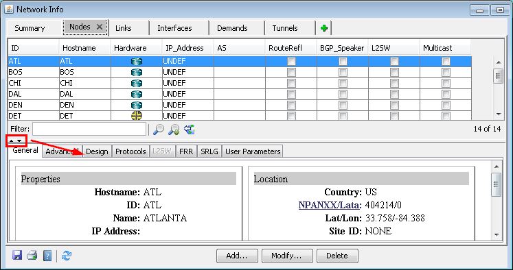 Nodes Window General Tab