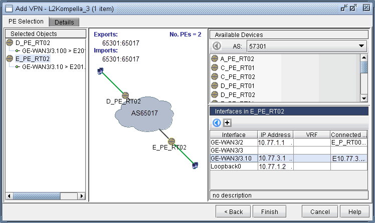 Interfaces have been assigned to the PEs