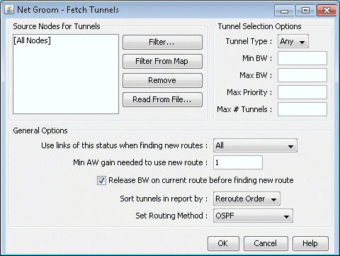 Network Grooming Window for Tunnel Paths