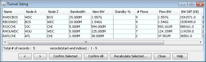 Tunnel Sizing Window