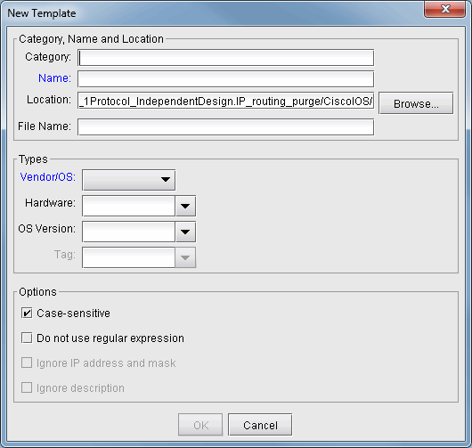 New Conformance Template window