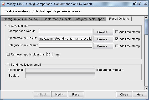 Compliance Assessment Report Options