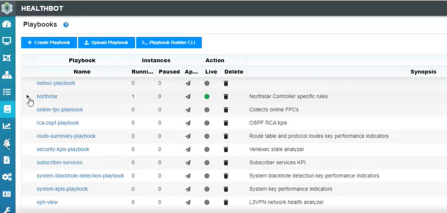 NorthStar Playbook Instance in the HealthBot UI