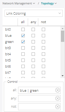 Link Coloring Filter Table