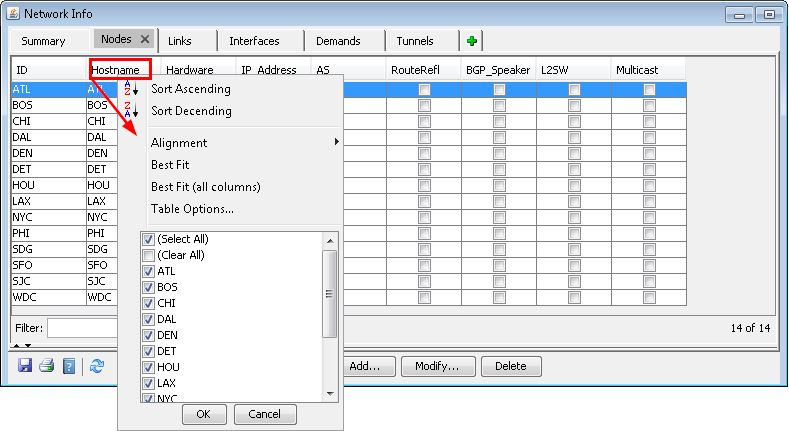 Right-Click Table Columns