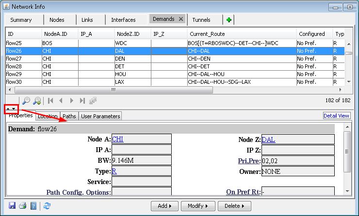 Demands Window Properties Tab