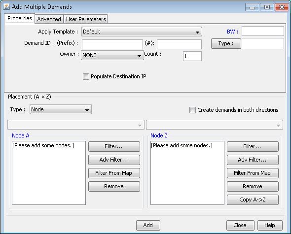 The Add Multiple Demands Window