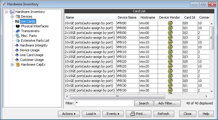 Hardware Inventory: Line Cards