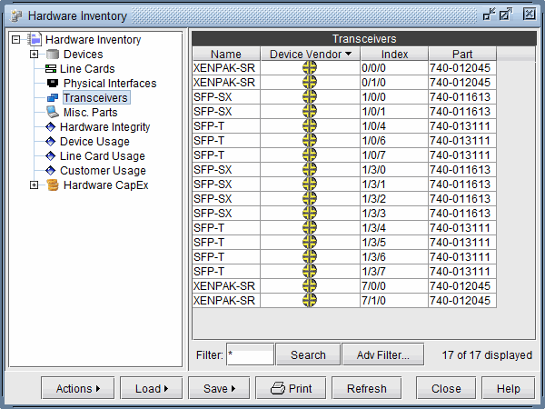 Hardware Inventory: Transceivers