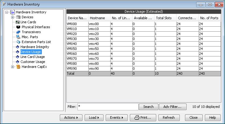 Router Inventory Reports: Device Usage