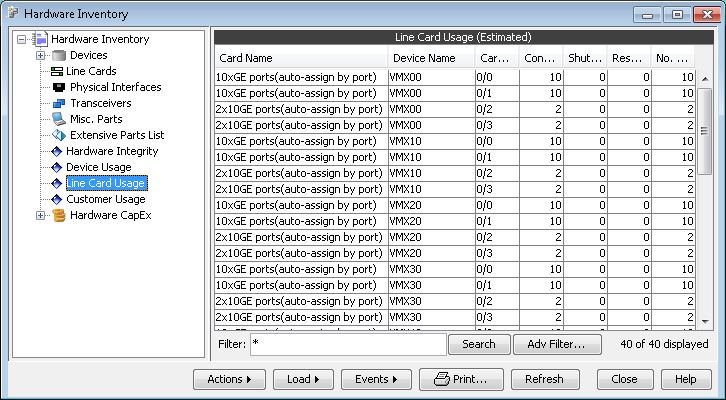 Hardware Inventory: Line Card Usage