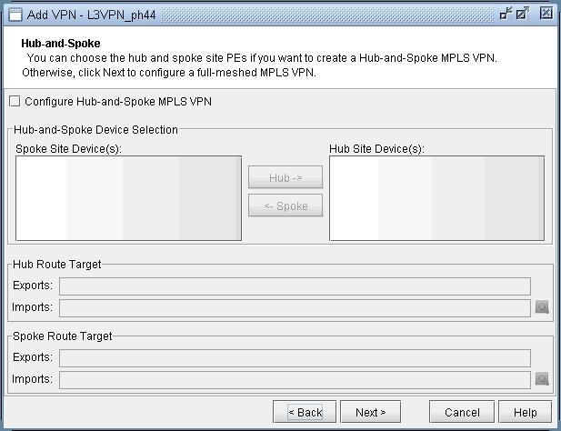 Click Next to skip over Hub-and-Spoke configuration step