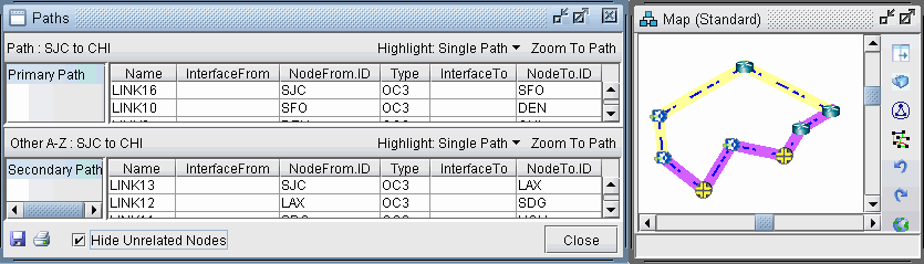 Show Primary and Backup Paths