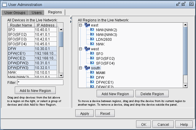 Defining Network Regions