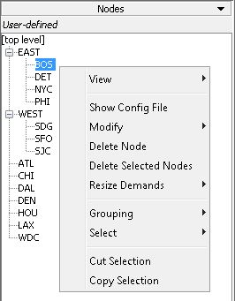 Network Elements > Nodes List with Pop-up Menu