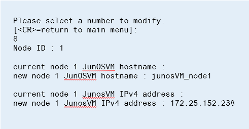 Node 1 JunosVM Setup Fields