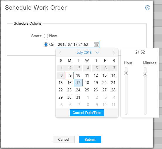 Schedule Work Order Window for an LSP Provisioning Work Order