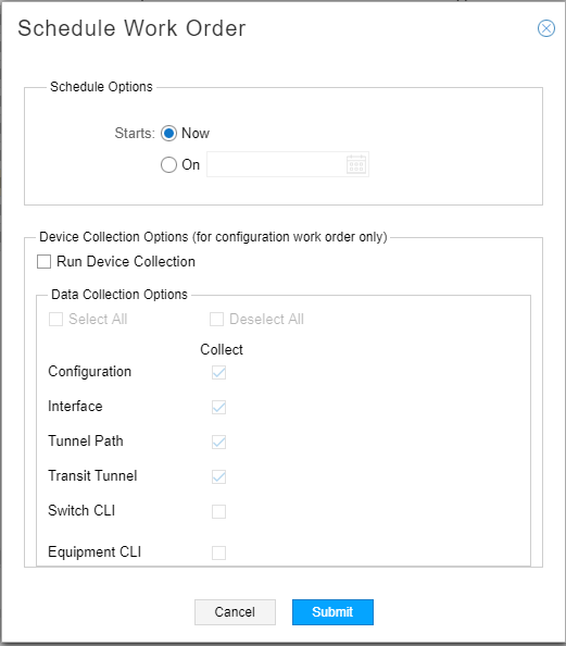 Schedule Work Order Window for a Device Configuration Work Order