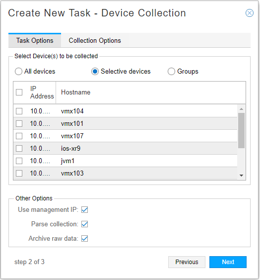 Device Collection Task, Selective Devices