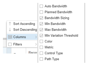 Bandwidth Sizing Columns