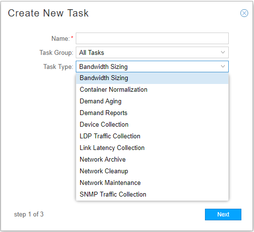 Create New Task Window