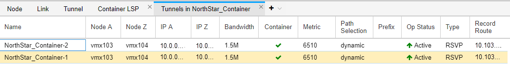 Sub-LSPs Tab in the Network Information Table