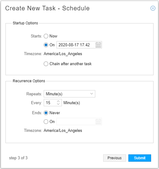 SNMP Collection Task, Scheduling