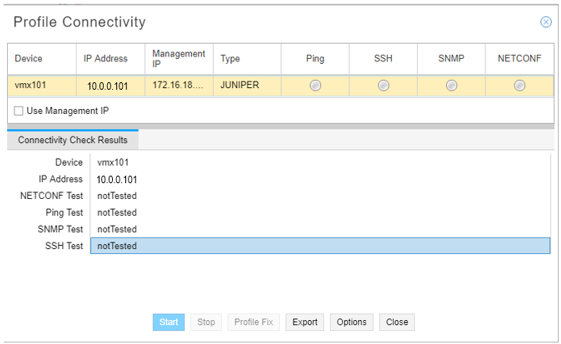 Profile Connectivity Window