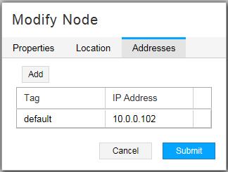 Addresses Tab of the Modify Node Window