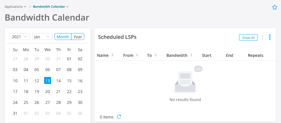 Bandwidth Calendar