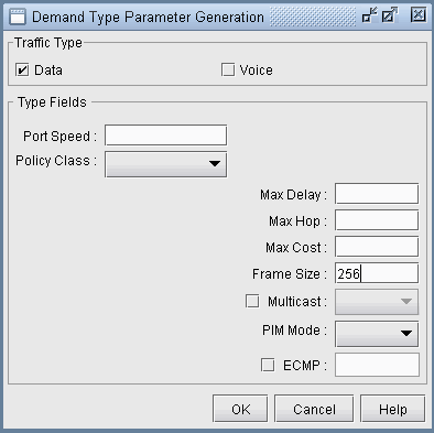 Demand Type Parameters Window