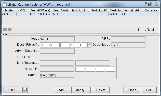 Updated static touting table for WDC