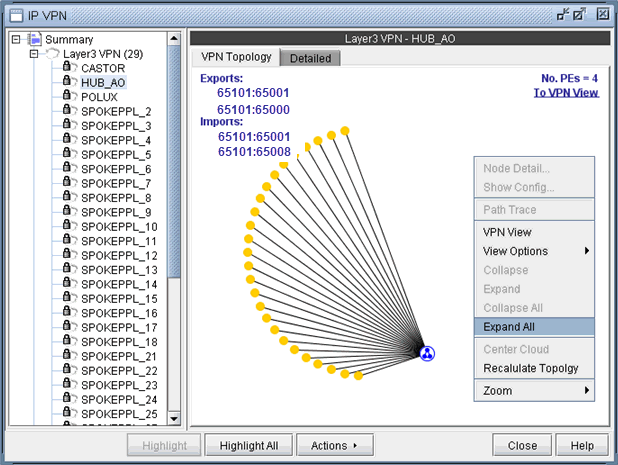 Right-click menu in the Import/Export Relation View