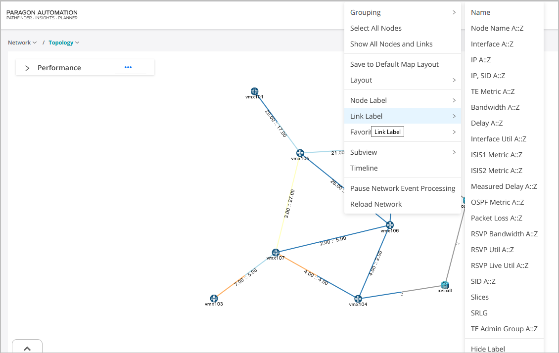 Parameters to View Link Information