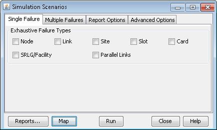 Single Failure Simulation Window