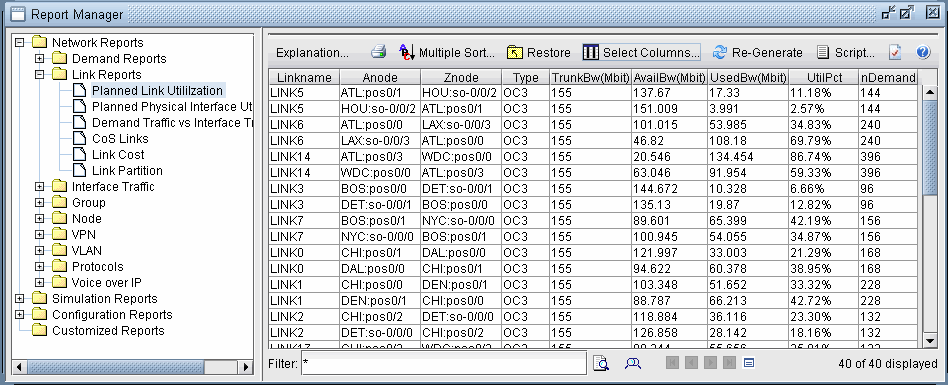 The Planned Link Utilization Report, LKUTIL