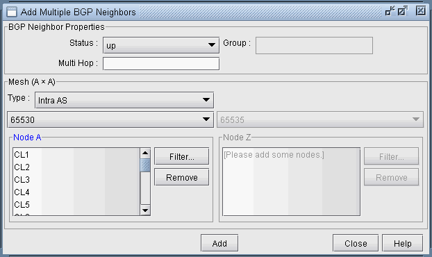 Add Multiple BGP neighbors window