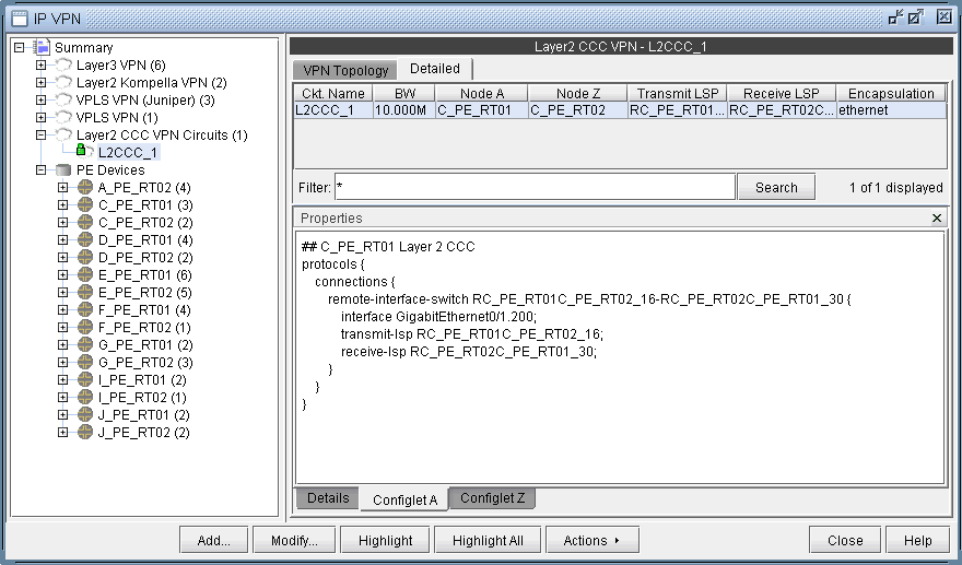 A Configlet Generated for a L2CCC VPN