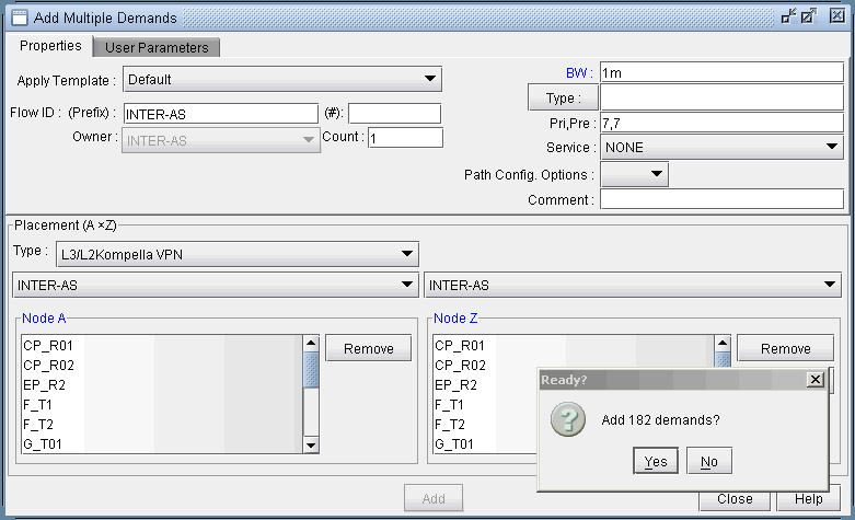 Adding a Full-Mesh of Demands in the VPN Called INTER-AS VPNs